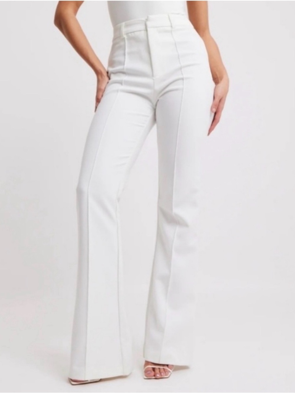 New! BOA Wide Leg Suit Trousers In White Size M